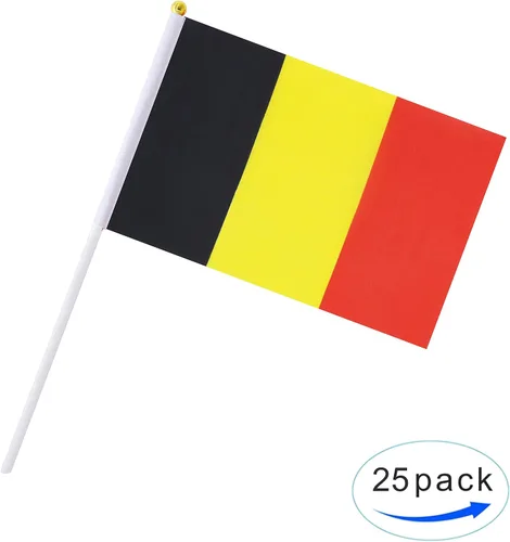 Miniatura 4 de Paquete de 25 mini banderas nacionales de campo nacionales, de mano pequeñas de belga, suministros de decoración de fiesta para desfiles, copa
