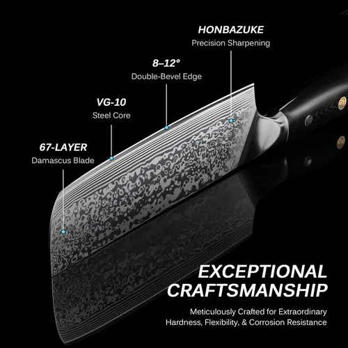 Miniatura 3 de KYOKU Cuchillo Nakiri de 7 pulgadas, serie Shogun, estilo japonés VG10, núcleo de acero, hoja de damasco, con funda y estuche