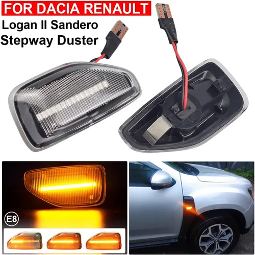 Miniatura 5 de Lámpara de señal de giro LED para guardabarros delantero, luz de marcador lateral compatible con Dacia Sandero 2 Logan 2 Duster 2 Renault Stepway