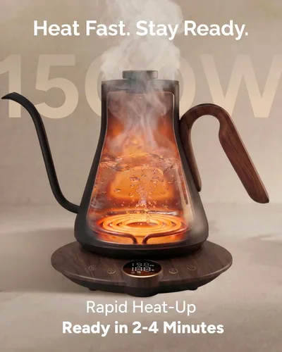 Miniatura 6 de INTASTING - Hervidor eléctrico de cuello de cisne, control de temperatura ±1℉, interior de acero inoxidable, calentamiento rápido, para café por