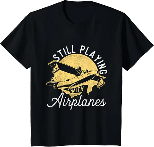 Miniatura 41 de Still Playing With Airplanes - Camiseta de control remoto RC Avión Piloto, Negro