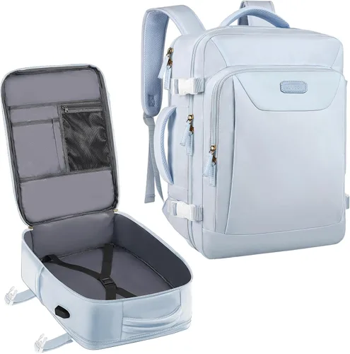 Miniatura 9 de Mochila de viaje aprobada por vuelos, mochila de viaje antirrobo de 15.6 pulgadas, mochila ligera para el fin de semana universitario, bolsa de Negro