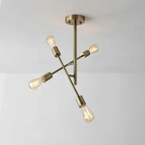 Miniatura 8 de Globe Electric 66000073 Lámpara de techo con brazo ajustable de montaje semiempotrado de 4 luces, latón mate, brazos giratorios, accesorios