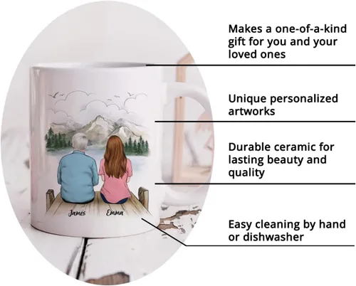 Miniatura 6 de Gossby Taza personalizada para padre - Regalos para padre, regalos para padre, mejores tazas de café para padre, taza personalizada para papá. Padre