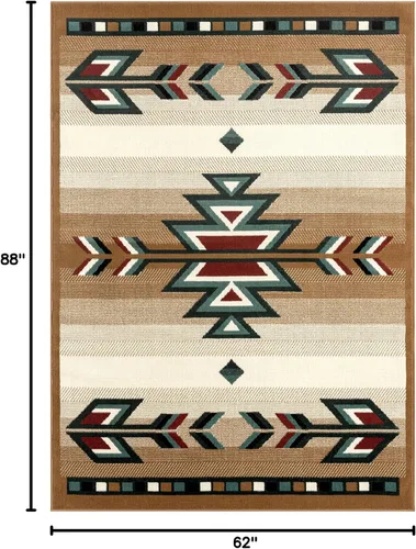 Miniatura 3 de Home Dynamix Premium Sagrada Southwestern - Alfombra de área geométrica beige/verde, 5'2"x7'4