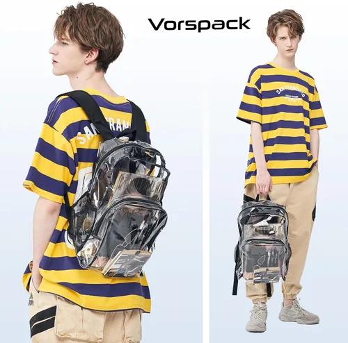 Miniatura 5 de Vorspack Mochila transparente resistente - Mochila transparente de PVC grande para libros para trabajo universitario