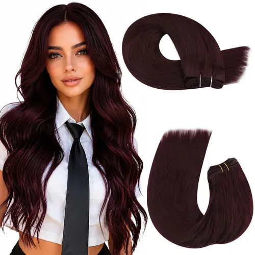 Miniatura 56 de Moresoo - Extensiones de cabello humano real cosidas, Remy, lacio, doble trama, color negro jet, 14 pulgadas, 3.53 onzas