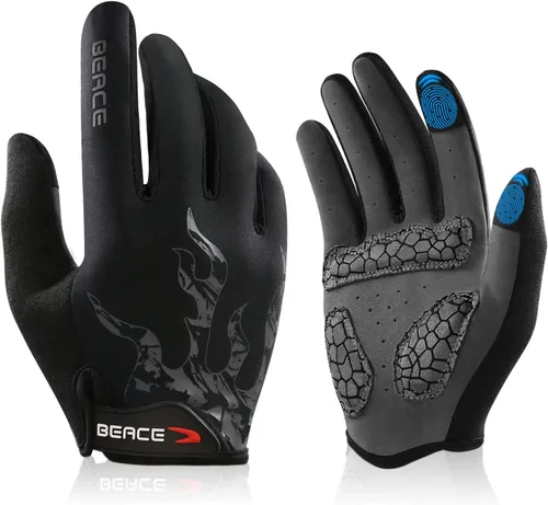 BEACE Guantes de ciclismo para hombres y mujeres, guantes de ciclismo de montaña con pantalla táctil y palma de silicona antideslizante, guantes de