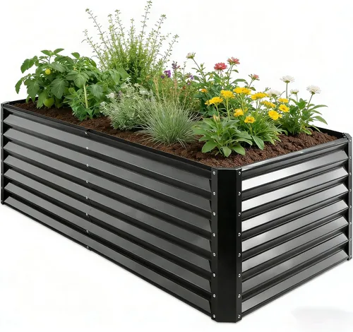Miniatura 28 de GARDMAX 2x2x1FT Galvanized Round Raised Garden Bed Kit, Metal Planter Boxes Outdoor with Easy Assembly, Large Garden Bed for Vegetables, Fruits