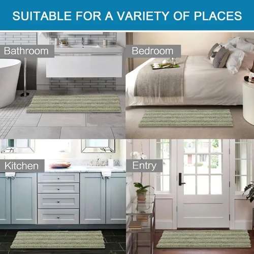 Miniatura 44 de H.VERSAILTEX Alfombras de baño para cuarto de baño, antideslizantes, tapetes de baño extragruesos, de felpilla, a rayas, alfombra de 20" x 32