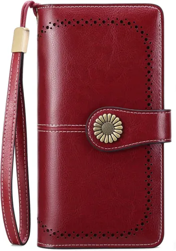 Miniatura 11 de SENDEFN Billeteras de cuero para mujer, tarjetero de crédito con bloqueo RFID, pulsera de gran capacidad with RFID Blocking, Large Capacity