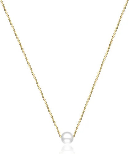 Miniatura 5 de Delicado collar con colgante de perlas para mujer, chapado en oro de 14 quilates, elegante collar de perlas de agua dulce, collar de perlas con clip