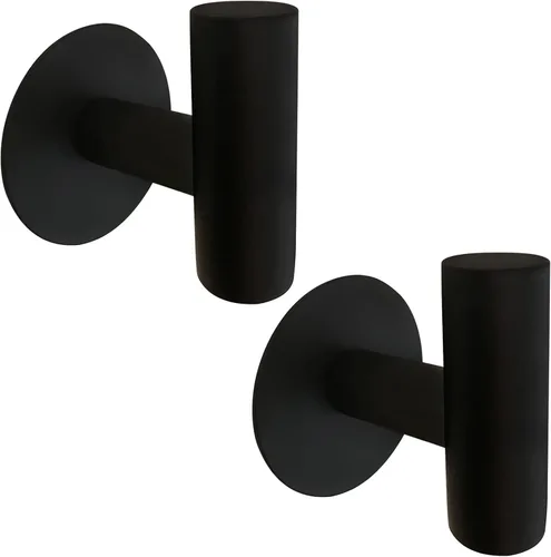 Ganchos de pared adhesivos negros mate, paquete de 2 unidades, ganchos adhesivos resistentes para toallas de baño, puerta de cocina, gancho para
