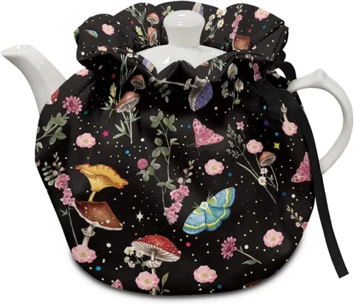 Miniatura 24 de DISNIMO Funda de tetera aislada a prueba de polvo con diseño floral de colibrí, para mantener el calor, accesorios decorativos, colcha