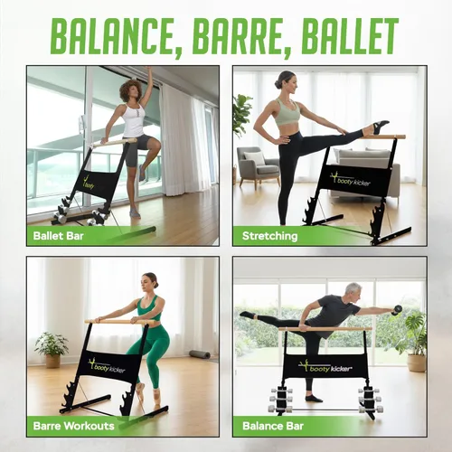 Miniatura 7 de Portable Folding Exercise Bar for Barre, Balance and Ballet Home Workouts, Strong Freestanding Stable Design