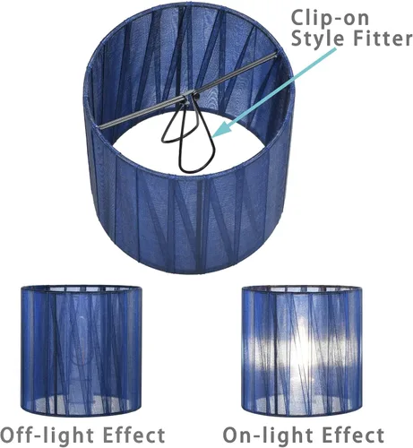 Miniatura 3 de LYON - Pantallas de organza pequeñas con clip para lámpara de pared, juego de 2, tambor pequeño, 5.2 x 5.2 x 5.2 pulgadas de alto, cinta organza