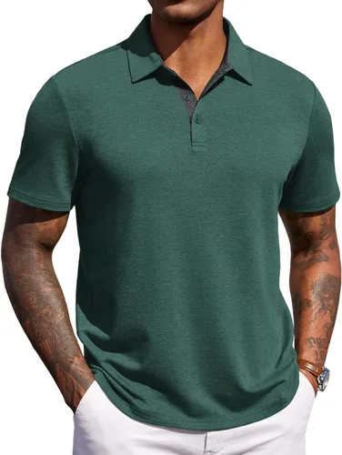 Miniatura 18 de COOFANDY Camisas polo de manga corta para hombre, estilo casual, de verano, cuello clásico, para golf