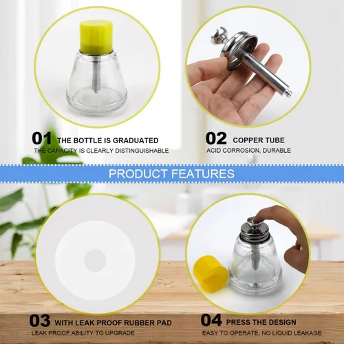 Miniatura 3 de FERCAISH Botella de vidrio transparente de 6.1 fl oz, dispensador profesional de bomba de vidrio transparente con escalas de medición