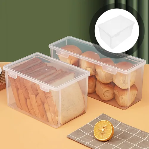 Miniatura 2 de UPKOCH Contenedor de pan hermético para almacenamiento de pan, caja de tostadas, dispensador de pan y pasteles, dispensador de ahorro transparente