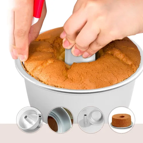 Miniatura 5 de Molde de pastel de comida de ángel de 6 pulgadas con parte inferior extraíble, molde redondo de aluminio para tartas de gasa, molde para hornear
