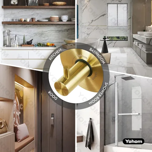 Miniatura 5 de YOHOM Ganchos de ventosa para ducha, toallero dorado de acero inoxidable al vacío para baño, gancho de ducha con succión, toallero de cocina, 4