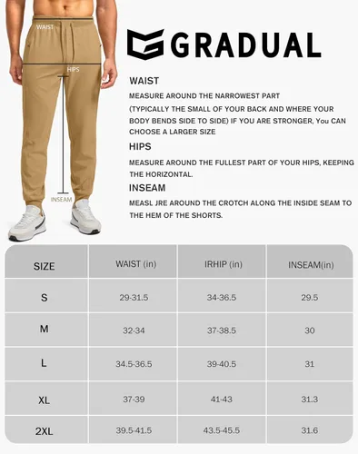 Miniatura 6 de G Gradual Pantalones deportivos para hombre con bolsillos con cremallera, elásticos, cónicos, pantalones deportivos para hombre, entrenamiento