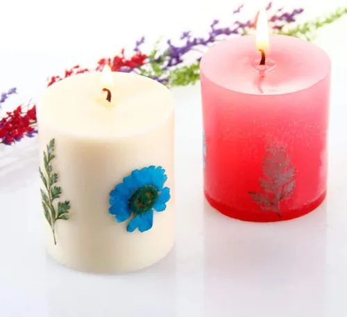 Miniatura 7 de Moldes de vela cilíndrica para hacer velas, 4 moldes de silicona de fundición de pilar para fundición de resina, jabón, espécimen de flores, Moldes