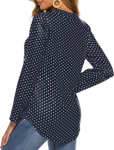 Miniatura 3 de Halife - Blusa tipo túnica para mujer, mangas 34 enrollables, cuello en V, estampado floral