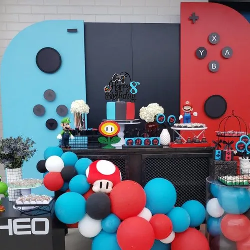 Miniatura 7 de 1 pieza de decoración para pastel de videojuegos Feliz 8vo Cumpleaños con purpurina, palillo para pastel de videojuegos Game On con controladores