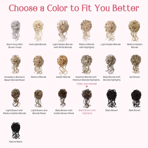 Miniatura 6 de HOOJIH 2 piezas de extensiones de cabello estilo moño despeinado, con cabello rizado ondulado y rodete para peinados de mujer - HB010 Dasiy
