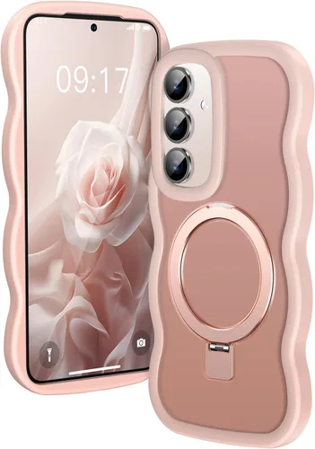 Miniatura 14 de [Soporte magnético y marco ondulado] Funda para Samsung Galaxy S24 Ultra [compatible con MagSafe] [protección militar contra caídas] no amarillenta