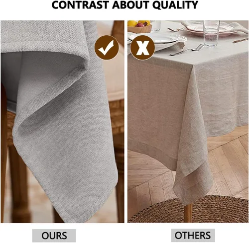Miniatura 127 de Mantel para mesa rectangular de 55x71 pulgadas, de lino sintético, resistente a las arrugas e impermeable, color beige, para cocina, comedor
