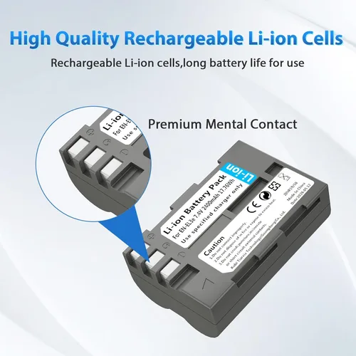 Miniatura 6 de LP EN-EL3e, EL3, EL3a Batería de 2600 mAh Compatible con Nikon D700, D300s, D300, D200, D100, D90, D80, D70S, D70, D50, MH-18, MH18a, MH-19, Una