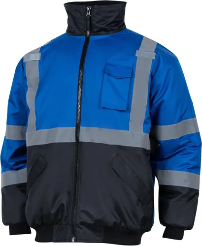 VENDACE Chaquetas de seguridad reflectantes de alta visibilidad para hombre, forro polar ANSI Clase 1 Hi Vis, chaqueta de invierno con capucha (azul