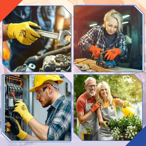 Miniatura 4 de Guantes de jardinería para hombres y mujeres, guantes de trabajo con revestimiento de goma transpirable para jardinería, 9.1 pulgadas