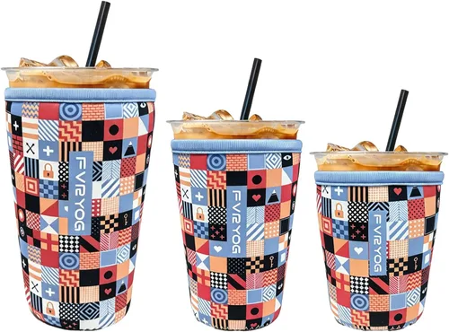 Miniatura 90 de Fundas de neopreno reutilizables aisladas para café helado, fundas para tazas de café helado, fundas para bebidas heladas y calientes