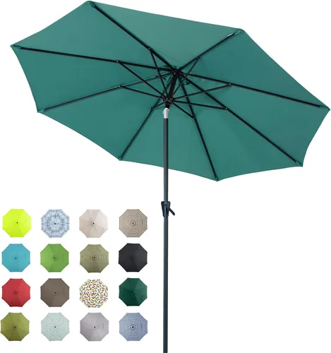 Miniatura 25 de Tempera Patio Market Outdoor Table Umbrella with Auto Tilt and Crank, Large Sun Umbrella with Sturdy Pole & Fade Resistant Canopy, Easy to Set Verde
