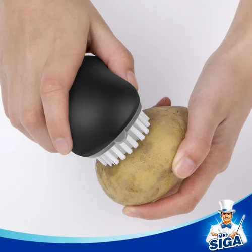 Miniatura 5 de MR.SIGA Cepillo de limpieza de frutas y verduras con agarre cómodo antideslizante, paquete de 2, color negro