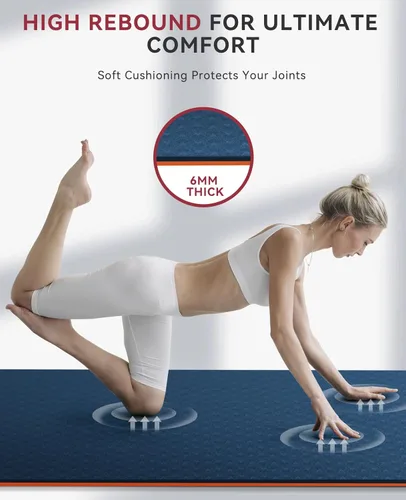 Miniatura 4 de HAPBEAR Large Yoga Mat - 72"x36"x6mm (1/4 inch), Extra Wide Non-Slip Exercise Mat for Home Workout, Yoga, Pilates & Stretching, Durable & Azul