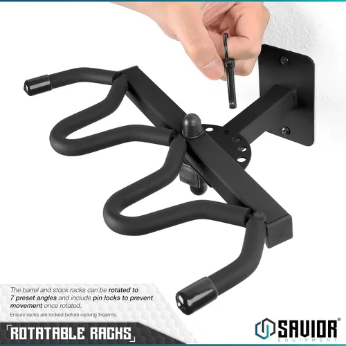 Miniatura 3 de Savior Equipment Soporte de Pared para Rifles Montado en la Pared Táctico para Escopetas Carabinas Armas de Fuego Exhibidor de Armas Independiente