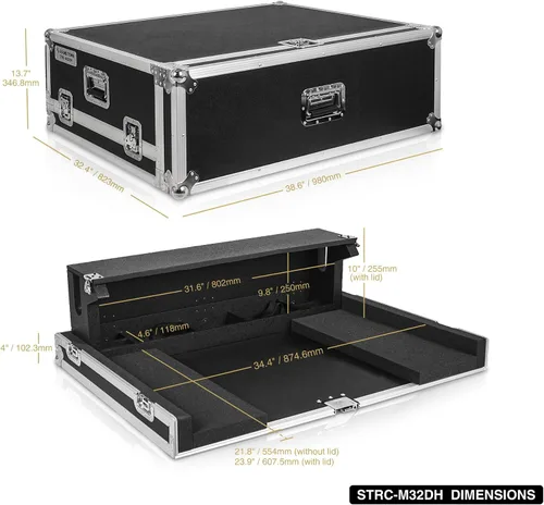 Miniatura 7 de Sound Town ATA - Funda mezcladora de madera contrachapada con protección interior de espuma, Doghouse y ruedas giratorias para consola mezcladora