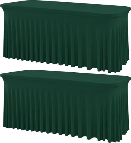 Miniatura 30 de Mantel rectangular de elastano negro, funda elástica ajustada para mesas rectangulares de 1,8 m, falda de mesa elástica sin arrugas para decoración