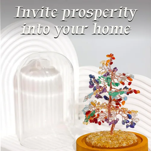 Miniatura 5 de Árbol de la vida de cristal curativo de 7 chakras hecho a mano para decoración del hogar y la oficina, árbol bonsái de dinero Feng Shui
