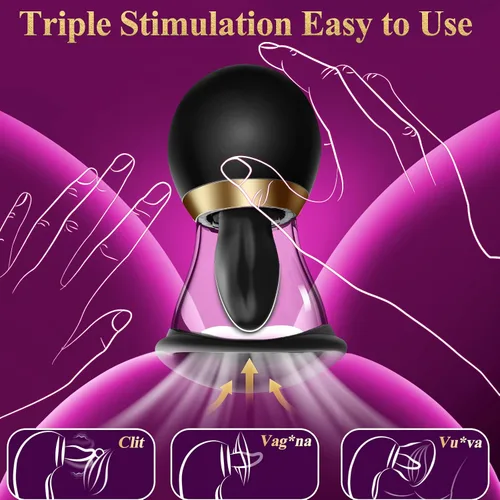 Miniatura 2 de Juguetes sexuales de rosa para mujer - Vibrador de succión de 5 en 1, juguete sexual de rosa, 3 succiones, 9 lamidos de lengua y vibración, juguetes