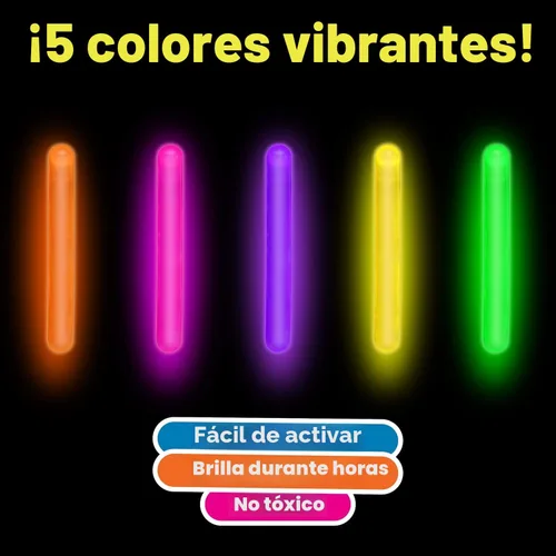Miniatura 3 de PartySticks Paquete de 200 mini palitos brillantes que brillan en la oscuridad, pequeños, para huevos de Pascua, 5 colores, palos de luz de neón