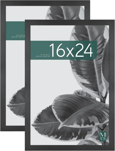 MCS Studio Gallery Marco para Póster de 16x24 Pulgadas, Veta de Madera Negra, Madera Diseñada, Colgado Vertical y Horizontal en Pared, Marco Grande
