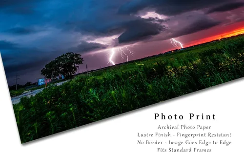 Miniatura 2 de Impresión fotográfica de tormenta (no enmarcada) Imagen de ataques de relámpagos mientras luciérnagas giran al atardecer en la noche tormentosa