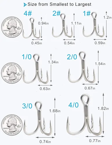 Miniatura 3 de Ganchos agudos para agua salada, 4 veces extra fuertes, de acero de alto carbono, resistentes a la corrosión, ganchos triples de pesca, ganchos