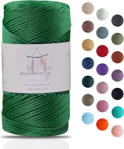 Miniatura 41 de Makromecity, Cordón de macramé de poliéster de 2 mm x 38 m (125 yardas) 2 mm de polipropileno, cordón de macramé para crochet, bolsas de macramé