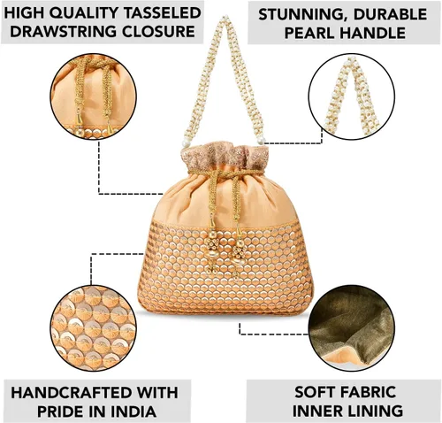 Miniatura 2 de Aheli Ethnic Potli Bag Gift for Women Handmade Purse Evening Handbags Stylish Bridal Fashion Clutch Bag Gift